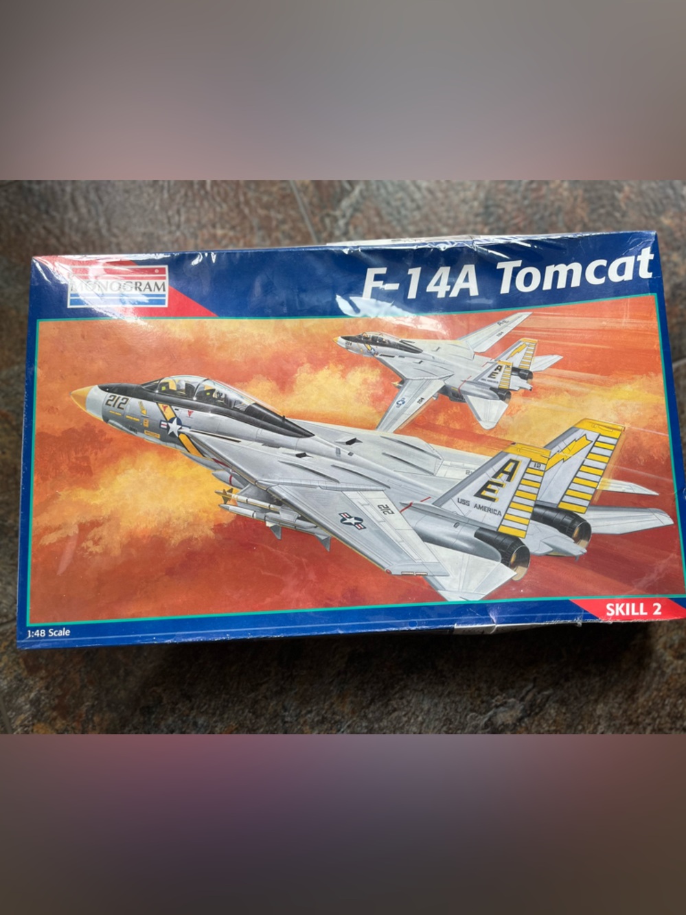 Vintage New sealed Revell-Monogram F-14A Tomcat model airplane.  Skill level 2